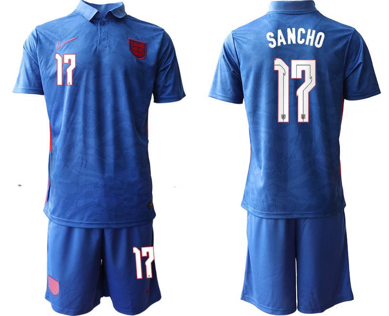 Men 2020-2021 European Cup England away blue #17 Nike Soccer Jersey->england jersey->Soccer Country Jersey